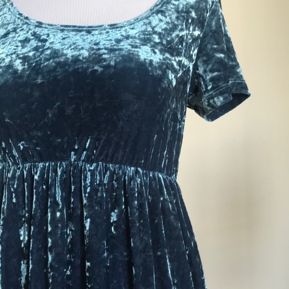 AA BLUE Velvet Babydoll Mini Dress M - Picture 2 of 5